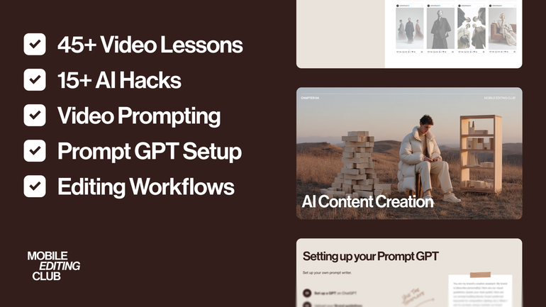 Branded AI Editing Course by @mobileeditingclub | Stan